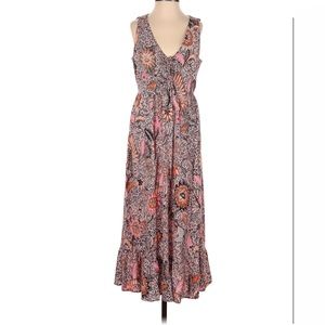Madewell Lace-Up Ruffle-Hem Midi
Dress in Bali Blooms Pink Orange Size 2